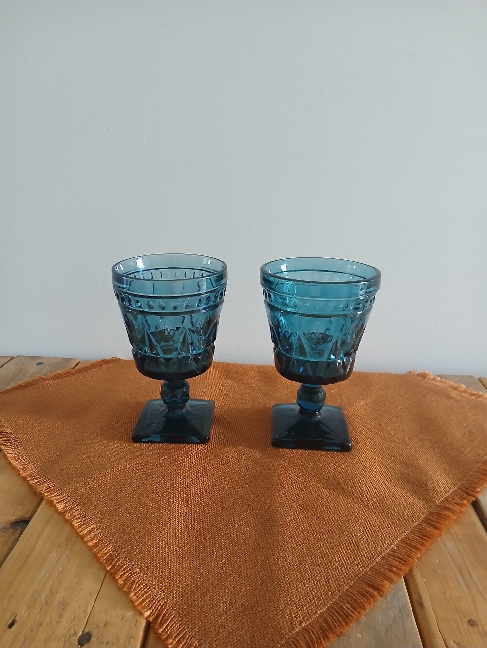 Vintage Indiana Glass Colony "Park Lane Blue" Wine / Water Goblets Set Of 2